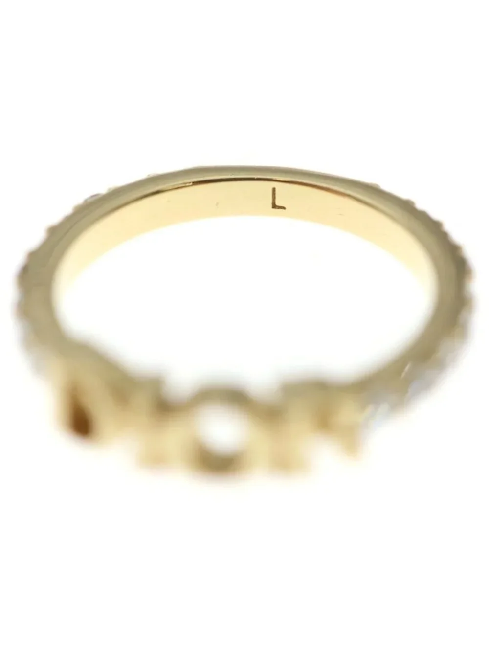 Dior Evolution Rhinestone Logo Ring L Gold
